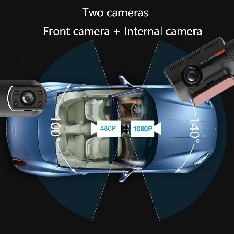 1080P Dual Lens Car Dash Cam Recorder G Sensor DVR Front and Rear Camera Video