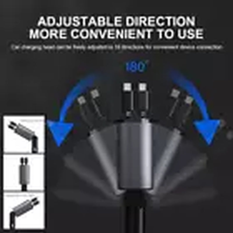 Retractable Car Charger,4 in 1 Car Phone Fast Charger 2 USB Ports for Iphone UK